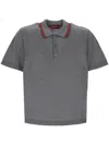 Gucci Grey Knit Web Polo Shirt In Gray
