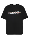 Gucci Printed Cotton T-shirt In Black