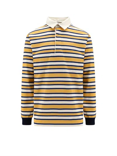 Gucci Cotton Polo Shirt With Striped Motif In Yellow