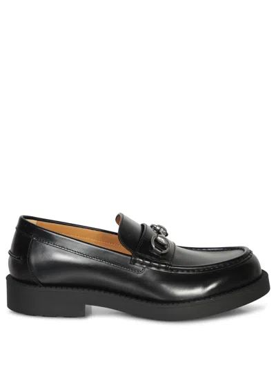 Gucci Black Chunky Loafers With Horsebit Detail In Leather Man