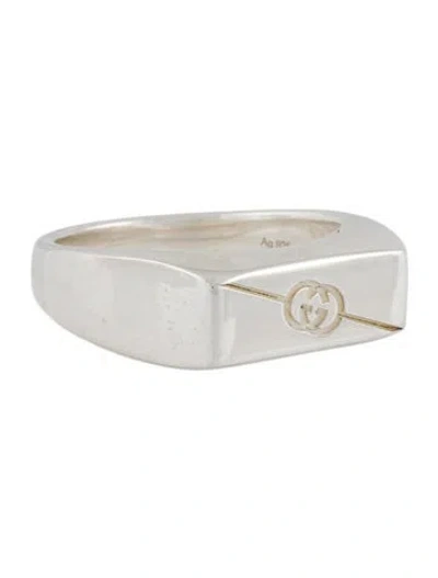 Pre-owned Gucci Tag Chevalier Signet Ring In Multi