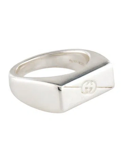 Pre-owned Gucci Tag Interlocking G Signet Ring In Multi