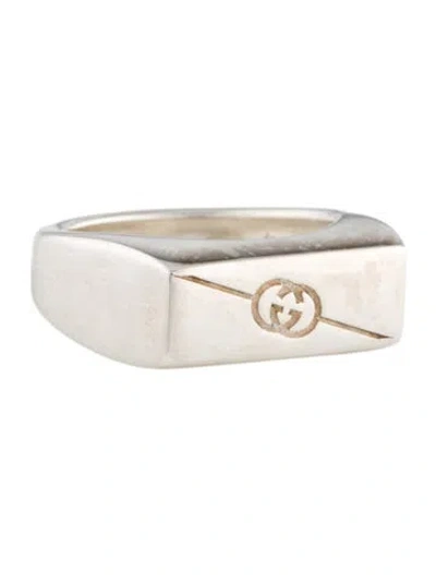 Pre-owned Gucci Tag Interlocking G Signet Ring In Multicolor