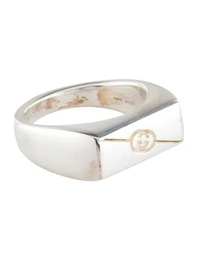 Pre-owned Gucci Tag Interlocking G Signet Ring In Multicolor