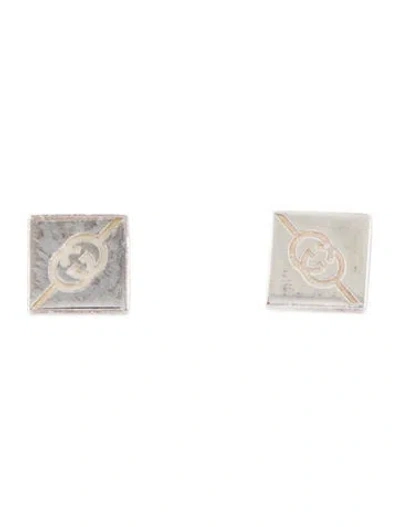 Pre-owned Gucci Tag Interlocking G Stud Earrings In Multi