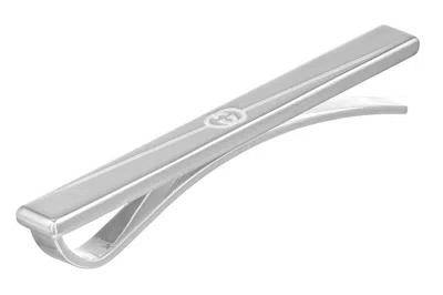 Pre-owned Gucci Tag Interlocking Sterling Silver Tie Bar Ybf77403400100u