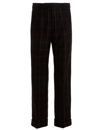 GUCCI GUCCI TAILORED BLACK AND RED CHECK WOOL PANTS