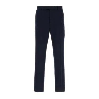 Gucci Tailored Black Cotton Trousers With Subtle Accent Stripe