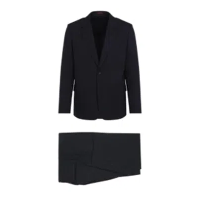 Gucci Tailored Black Wool Suit With Single-breasted Blazer In Blue