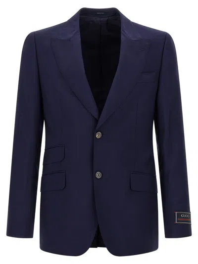 GUCCI GUCCI TAILORED BLUE BLAZER IN WOOL