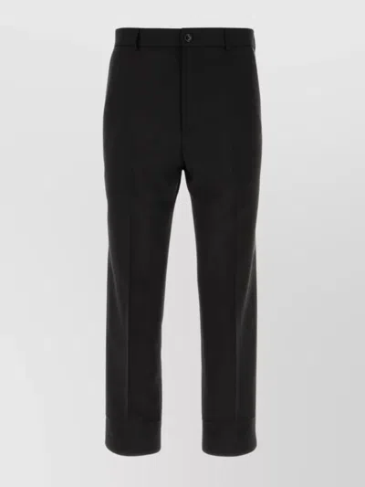 Gucci Tailored Jacquard Trousers With Front Crease And Cuffed Hem In Black