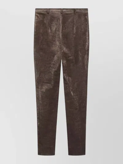 Gucci Tailored Pants Belt Loops Back Pockets In Brown