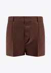 Gucci Tailored Wool Shorts With Pockets And Pleats In Brown