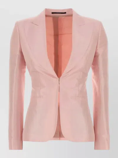 Gucci Tailored Silk Nylon Blazer Long Sleeves In Pink