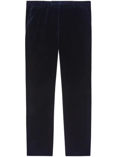 Gucci Mid-rise Tailored Velvet Trousers In Blau