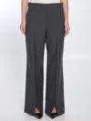 Gucci Wool Pant With Front Pleats And Side Slits In Gray