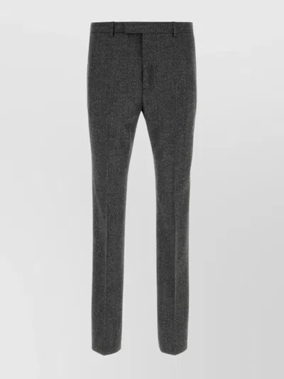 Gucci Tailored Wool Trousers Featuring Ankle Slits In Gray