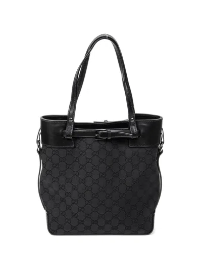 Pre-owned Gucci Tall Belt Tote Bag In Black