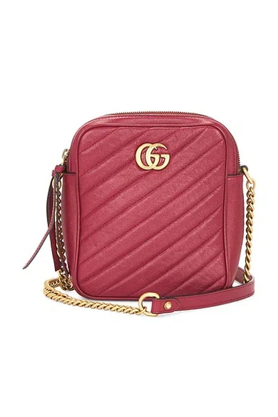 Pre-owned Gucci Tall Gg Marmont Crossbody Bag In Red