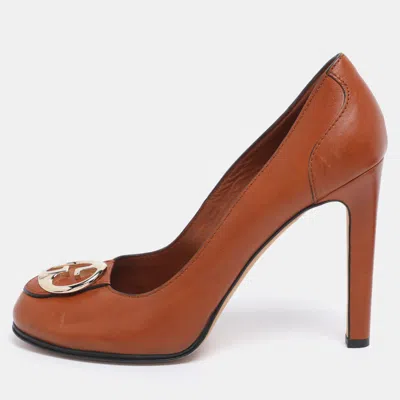 Pre-owned Gucci Tan Leather 1973 Pumps Size 41 In Brown