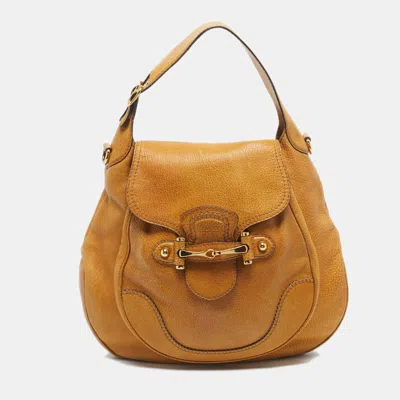Pre-owned Gucci Tan Leather Large New Pelham Hobo In Beige