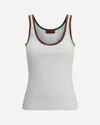 Gucci Women White Ribbed Top With Web Detail On The Edges In Cotton Woman