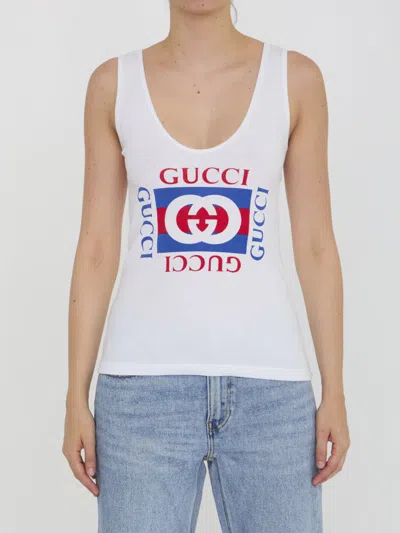 Gucci Tank Top With  Print In White