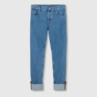 Gucci Men Tapered Leg Jeans In Blue