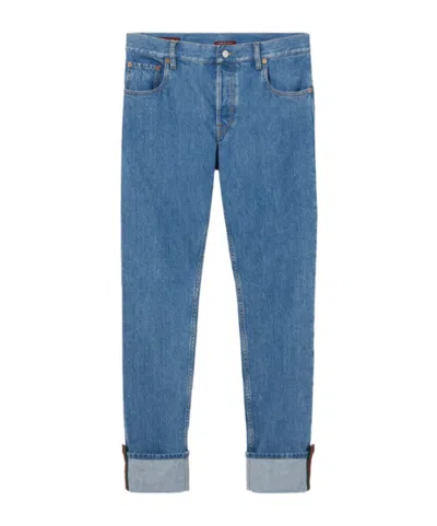 Gucci Tapered Fit Denim Trousers In Blue