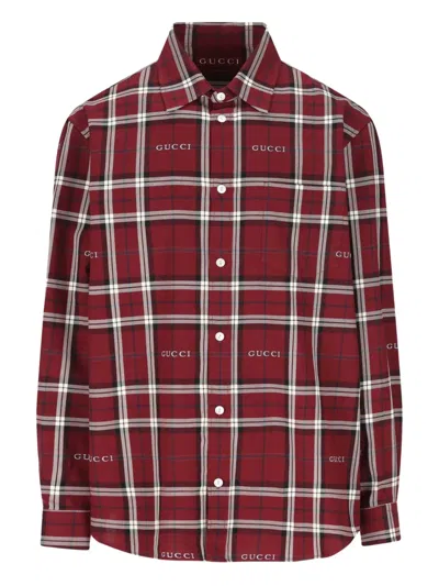 Gucci Cotton Shirt Plaid Long Sleeves Button Collar In Multi