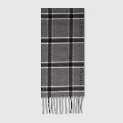 Gucci Tartan Wool Cashmere Scarf In Multi