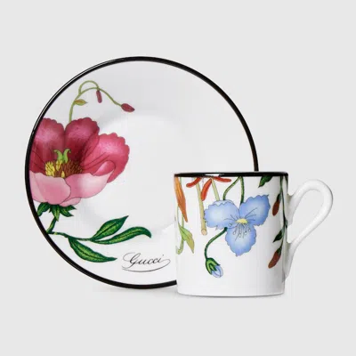 Gucci Tasse À Café Et Soucoupe Flora In Multi