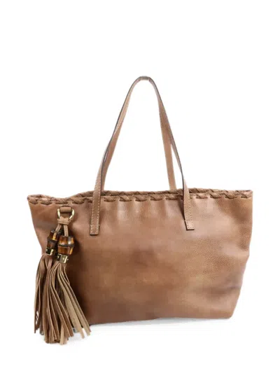 Pre-owned Gucci Tassel Tote Bag In Brown