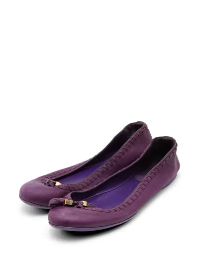 Pre-owned Gucci Tassel-detail Ballet Flats In Purple
