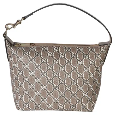Pre-owned Gucci Taupe Gg Shadow Monogram Canvas Super Mini Ophidia Hobo In Brown