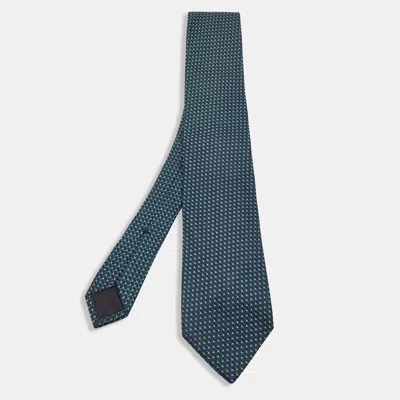 Pre-owned Gucci Teal Blue Patterned Silk Tie