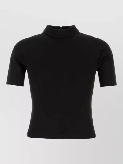 Gucci Tech Fabric High Neck Short Sleeve T Shirt In Black