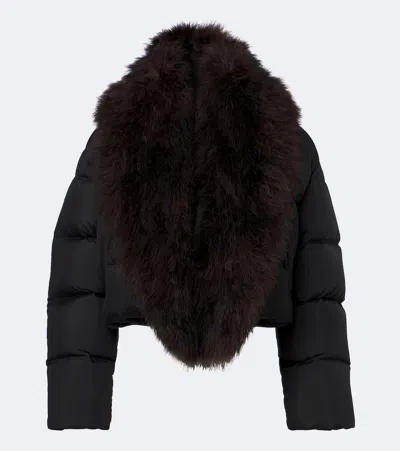 Gucci Techincal Silk Padded Puffer Jacket In Black