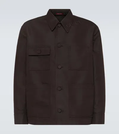 Gucci Technical Cotton-blend Jacket In Brown
