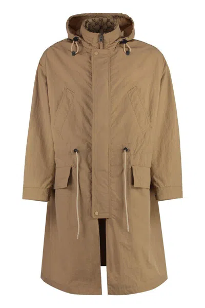 Gucci Technical Fabric Parka In Brown