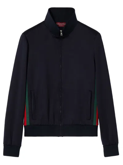 Gucci Technical Jersey Jacket With Front Zip Closure And Pockets In Black