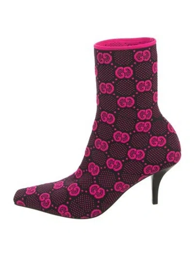 Pre-owned Gucci Technical Jersey Knit Gg Signature Sock Boots In Multi