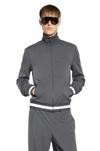 Gucci Technical  Jersey Track Jacket In Gray