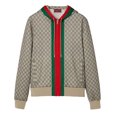 GUCCI GUCCI TECHNICAL JERSEY ZIP JACKET 'BEIGE EBONY'