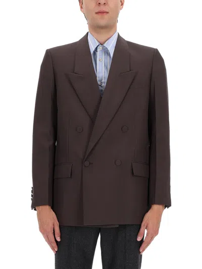 Gucci Technical Panama Double-breasted Jacket In Animal Print