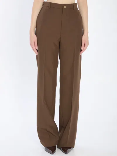 Gucci Technical Panama Trousers In Brown
