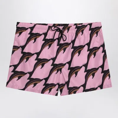 GUCCI GUCCI  TECHNICAL POPLIN SWIMSUIT IN PINK/BROWN