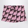 Gucci Mens Pink Deep Brown Printed Technical Poplin Swim Shorts In Pink