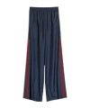Gucci Technical Silk Poplin Pants With Web In Blue