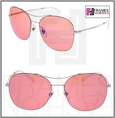 Pre-owned Gucci Techno Round Gg4253s Palladium Rose Pink Mirrored Sunglasses 4253 0501